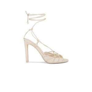 Alexis Colette Lace Up High Sandal in Off White cream strappy heels